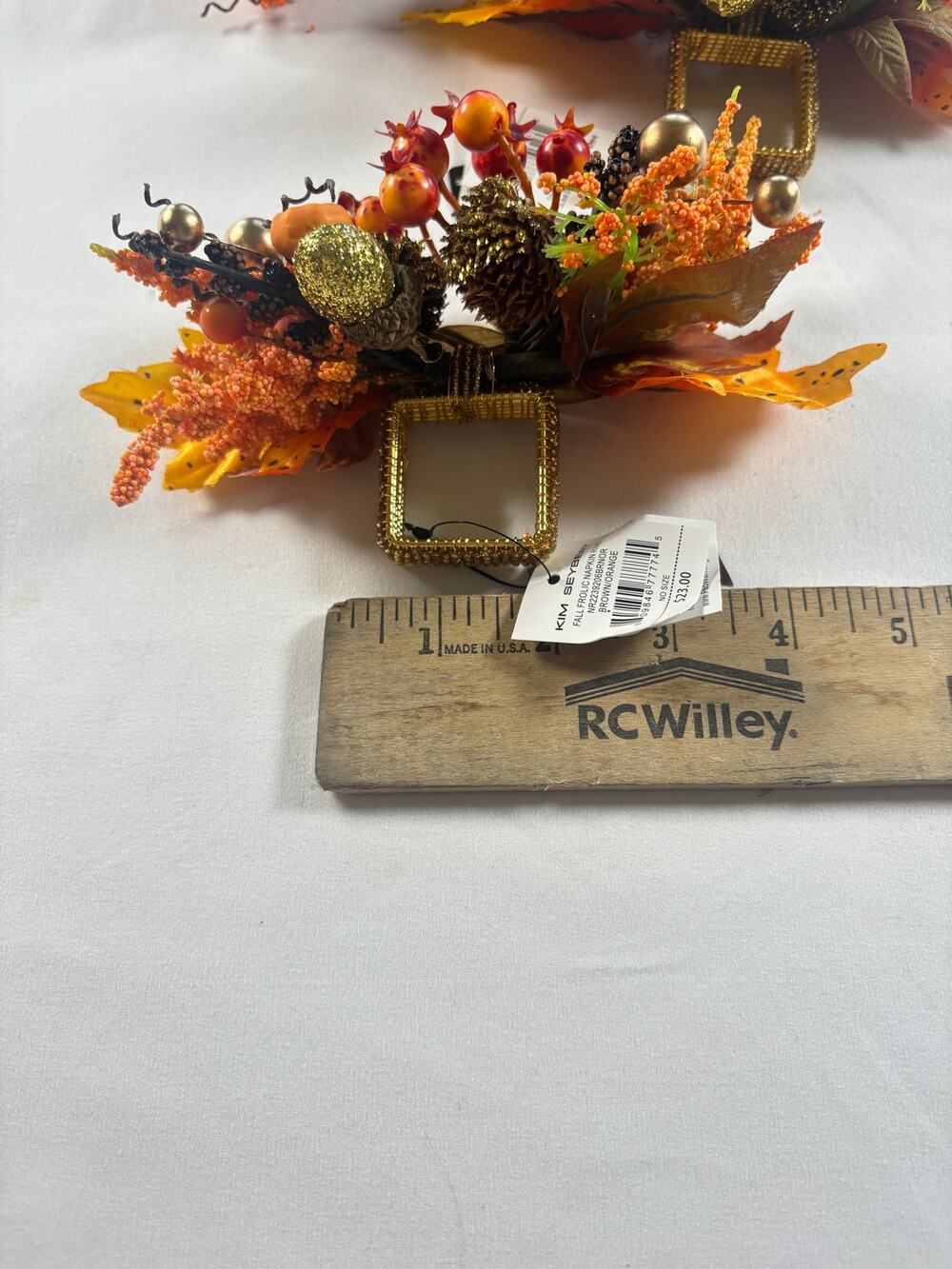 Kim Seybert Fall Thanksgiving Glitter Beaded Napkin Rings Set of 4 new